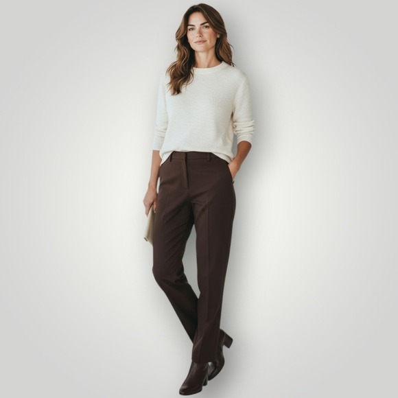 Talbots Pants - Talbots Heritage Wide Leg Trousers Brown 12 Dress Pants Career Slacks